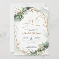 Elegant groen loof gouden lijst Het is een meisje