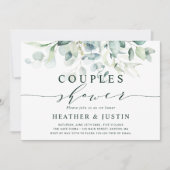 Elegant groen loof koppels douche kaart (Voorkant)