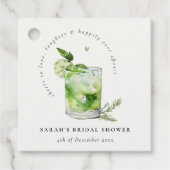 Elegant Groen Margarita Cocktail Vrijgezellenfeest Bedankjes Labels (Voorkant)