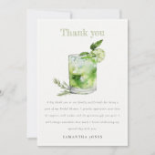 Elegant Groen Margarita Cocktail Vrijgezellenfeest Bedankkaart (Voorkant)