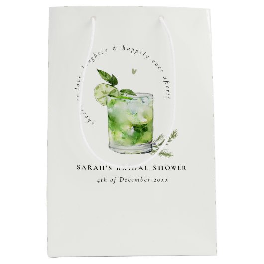 Elegant Groen Margarita Cocktail Vrijgezellenfeest Medium Cadeauzakje (Voorkant)