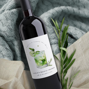 Elegant Groen Margarita Cocktail Vrijgezellenfeest Wijn Etiket