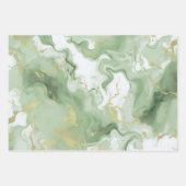 Elegant Groen Marmer Faux Goud Glitter Effect 0 Inpakpapier Vel (Voorkant 3)