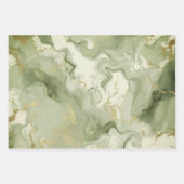 Elegant Groen Marmer Faux Goud Glitter Effect 0 Inpakpapier Vel (Voorkant 2)