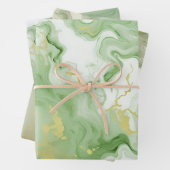 Elegant Groen Marmer Faux Goud Glitter Effect 0 Inpakpapier Vel (In situ)