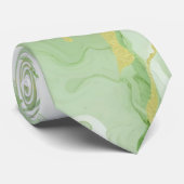 Elegant Groen Marmer Faux Goud Glitter Effect 0 Stropdas (Opgerold)