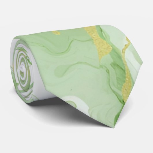 Elegant Groen Marmer Faux Goud Glitter Effect 0 Stropdas (Opgerold)