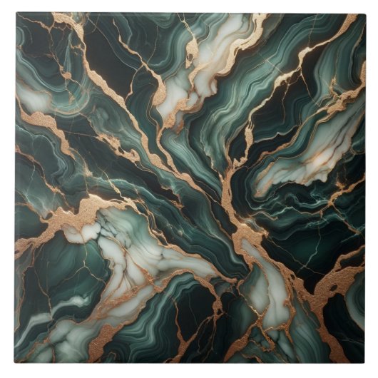 Elegant groen marmer, gouden accenten, naadloos tegeltje (Voorkant)