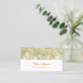 Elegant groen marmer met faux gouden glitter visitekaartje (Staand voorkant)