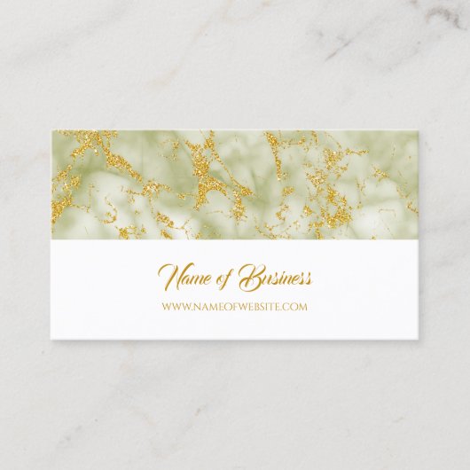 Elegant groen marmer met faux gouden glitter visitekaartje (Voorkant)