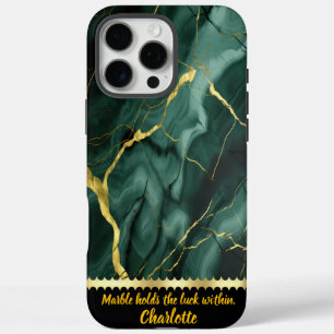 Elegant groen marmer met gouden aderontwerp iPhone 16 pro max hoesje