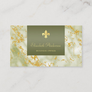 Elegant groen marmer met gouden Fleur de Lis Visitekaartje