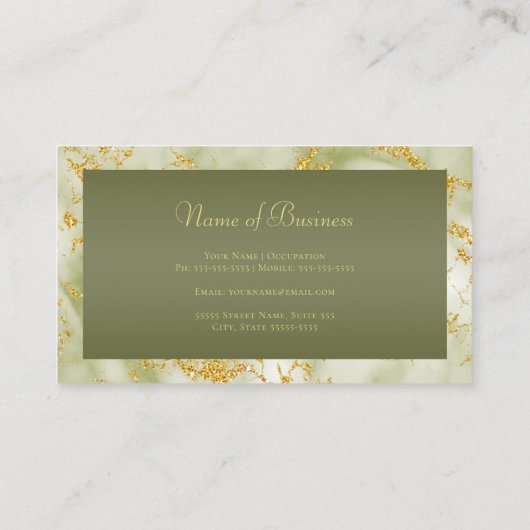 Elegant groen marmer met gouden Fleur de Lis Visitekaartje (Achterkant)