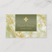 Elegant groen marmer met gouden Fleur de Lis Visitekaartje (Voorkant)