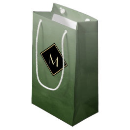 Elegant groen met eenvoudig goudmonogram klein cadeauzakje