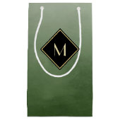 Elegant groen met eenvoudig goudmonogram klein cadeauzakje (Voorkant)