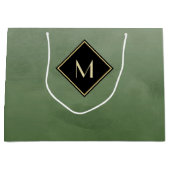 Elegant groen met eenvoudig goudmonogram large cadeautasje (Voorkant)