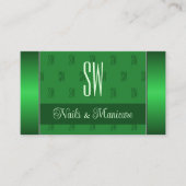 Elegant Groen met Foto- en Chic-monogram Patroon Visitekaartje (Voorkant)