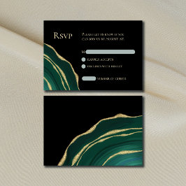 Elegant groen met gouden agaat donkere RSVP-kaart RSVP Kaartje