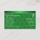 Elegant groen met Initialen Pattern Professional Visitekaartje (Achterkant)
