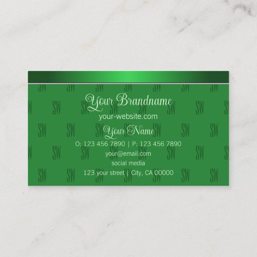 Elegant groen met Monogram Pattern Professional Visitekaartje (Achterkant)