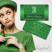 Elegant groen met Monogram Pattern Professional Visitekaartje