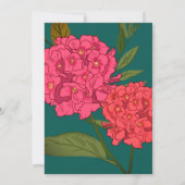 Elegant groen met roze bloemverjaardagsuitnodiging kaart (Achterkant)