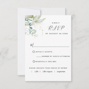 Elegant groen met / uit Maaltijden keuzes RSVP-kaa RSVP Kaartje