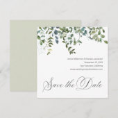 Elegant groen Minimale Eucalyptus Save the Date (Voorkant / Achterkant)