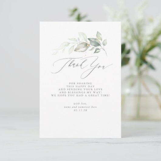 Elegant groen minimalistisch Baby shower dank u Bedankkaart (Staand voorkant)