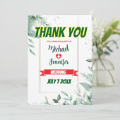 Elegant groen minimalistische aangepaste foto brui bedankkaart (Staand voorkant)