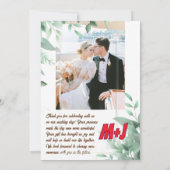 Elegant groen minimalistische aangepaste foto brui bedankkaart (Achterkant)