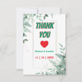 Elegant groen minimalistische aangepaste foto brui bedankkaart (Voorkant)