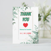 Elegant groen minimalistische aangepaste foto brui bedankkaart (Staand voorkant)