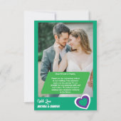 Elegant groen minimalistische aangepaste foto brui bedankkaart (Achterkant)