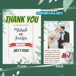 Elegant groen minimalistische aangepaste foto brui bedankkaart