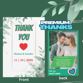 Elegant groen minimalistische aangepaste foto brui bedankkaart