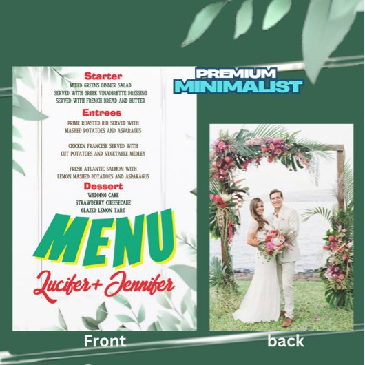 Elegant groen minimalistische aangepaste foto brui menu