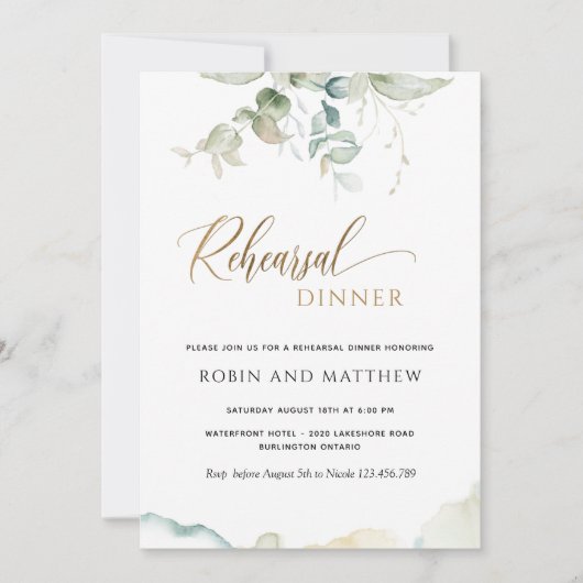 Elegant groen minimalistische repetitie diner uitn kaart (Voorkant)