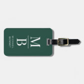 Elegant groen monogram bagagelabel (Voorkant horizontaal)