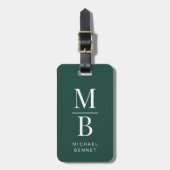 Elegant groen monogram bagagelabel (Voorkant verticaal)