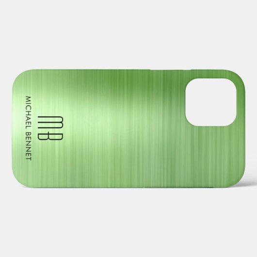 Elegant groen monogram Case-Mate iPhone case (Achterkant (horizontaal))