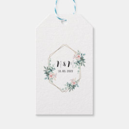 Elegant Groen Monogram Eucalyptus Bruiloft Cadeaulabel