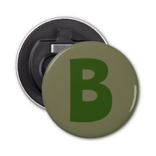 Elegant Groen Monogram Initiaal Letter Button Flesopener