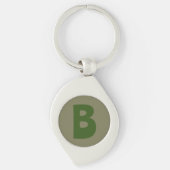 Elegant Groen Monogram Initiaal Letter Sleutelhanger (Voorkant)