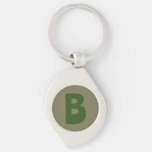 Elegant Groen Monogram Initiaal Letter Sleutelhanger