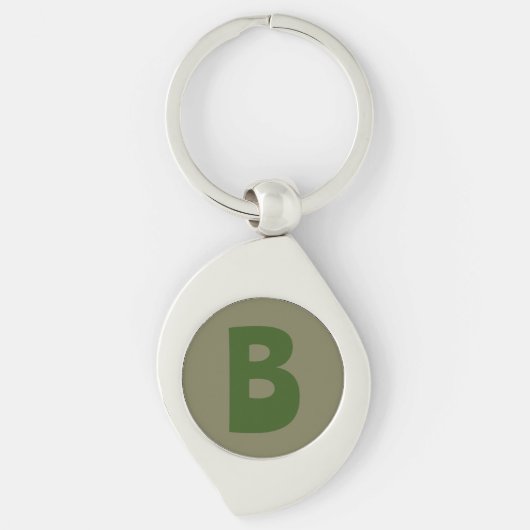 Elegant Groen Monogram Initiaal Letter Sleutelhanger (Voorkant)
