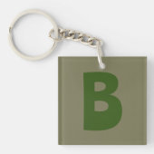 Elegant Groen Monogram Initiaal Letter Sleutelhanger (voorkant)