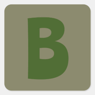 Elegant Groen Monogram Initiaal Letter Vierkante Sticker