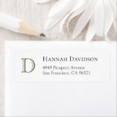 Elegant groen monogram Initiaal retouradres Etiket (Insitu)